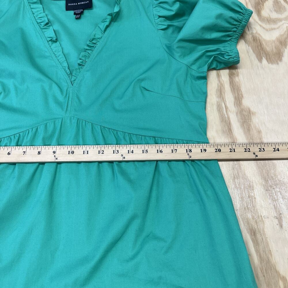 Donna Morgan Babydoll Tiered Midi Dress Sz 12 Green Cottagecore Ruffle Coquette - Picture 11 of 12